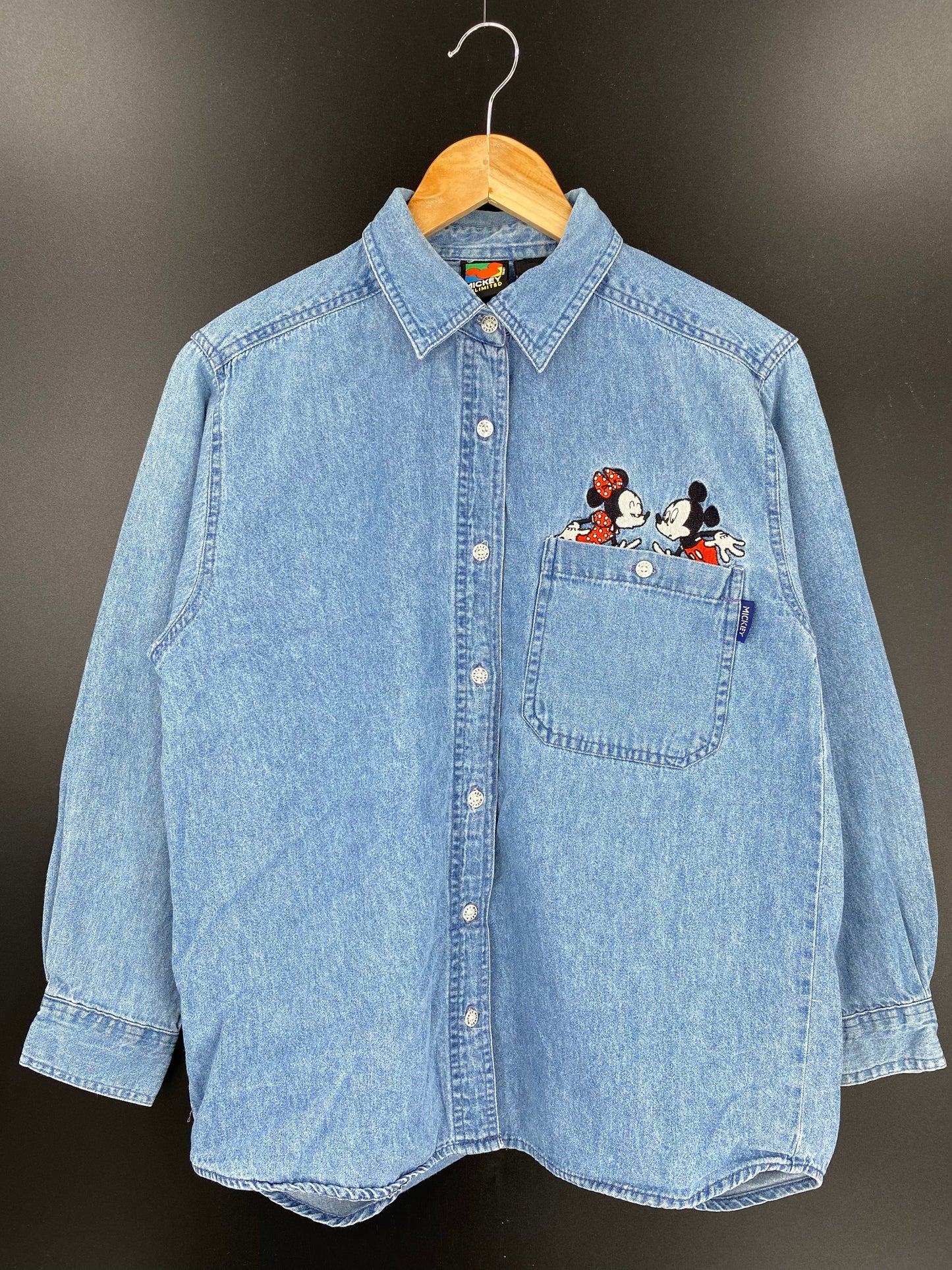 90’s DISNEY MICKEY x MINNIE Size Ladies L Vintage Long sleeve -Shirt / E895