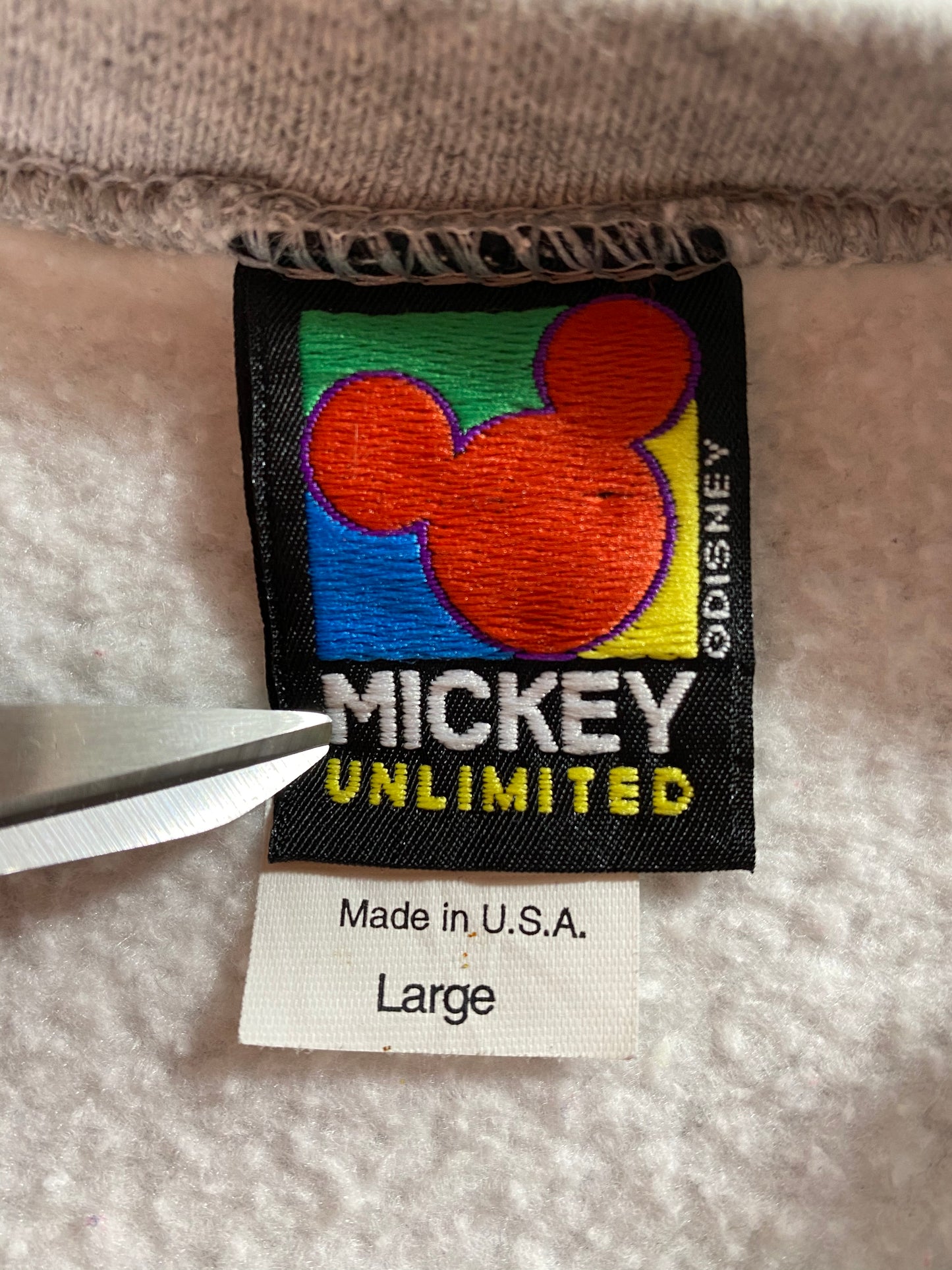 90’s DISNEY MICKEY & MINNIE Made in USA Size Ladies L Short Length Vintage Sweat-shirt / 8171
