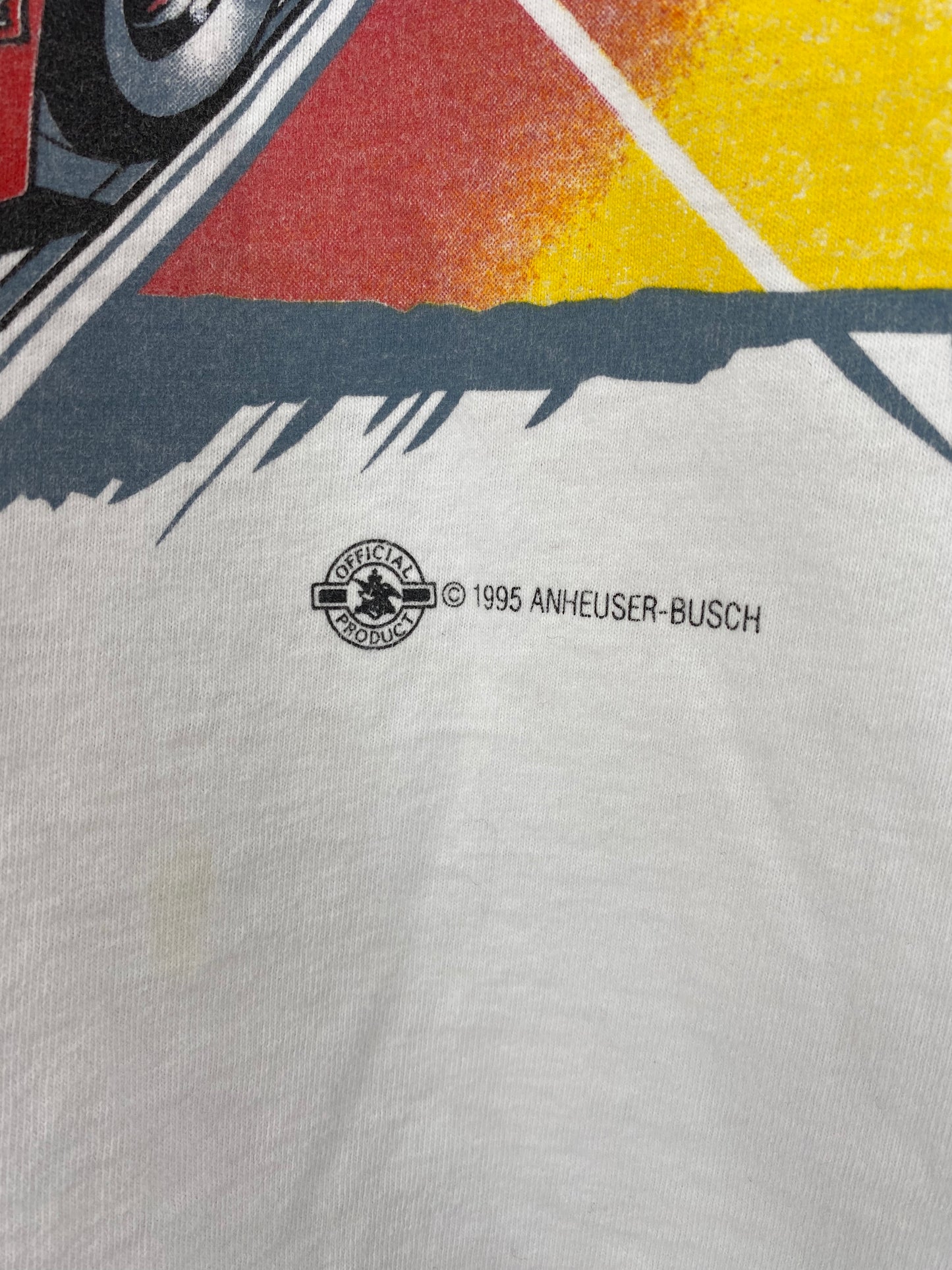 1995 BUD x K SCHRADER Made in USA Size L Vintage Racing T-shirt / 9656