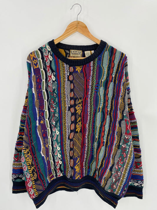 Vintage 3D Coogi-Style Size XL Knit Sweater / 7043