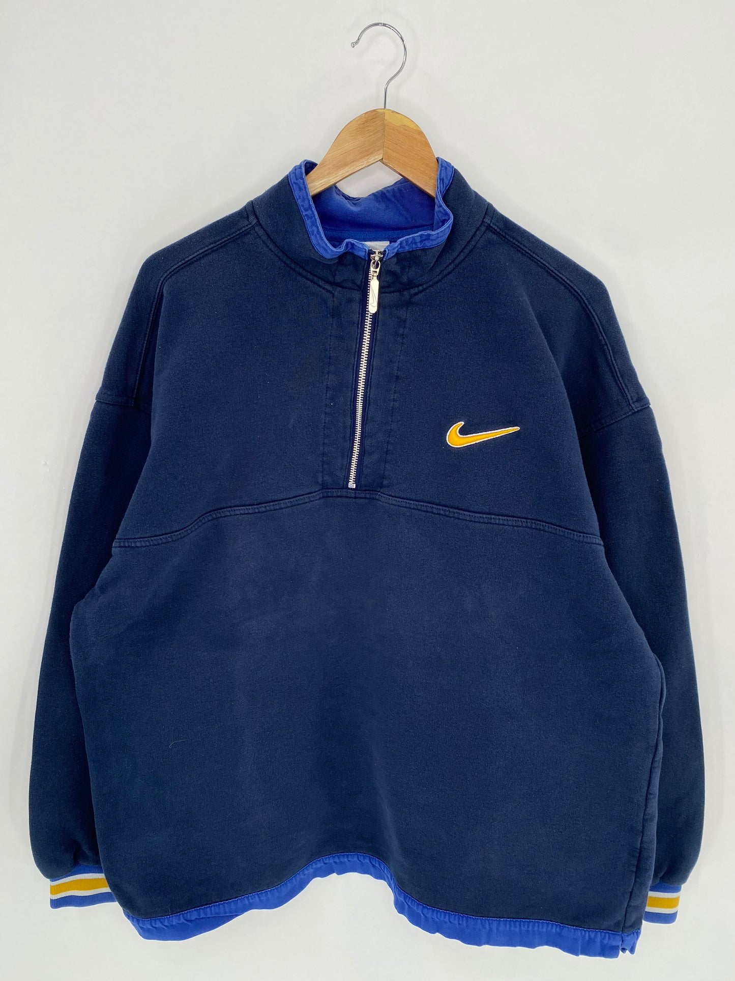90’s NIKE Mini Swoosh Size XL Vintage Half-zip Sweat-shirt / 7387