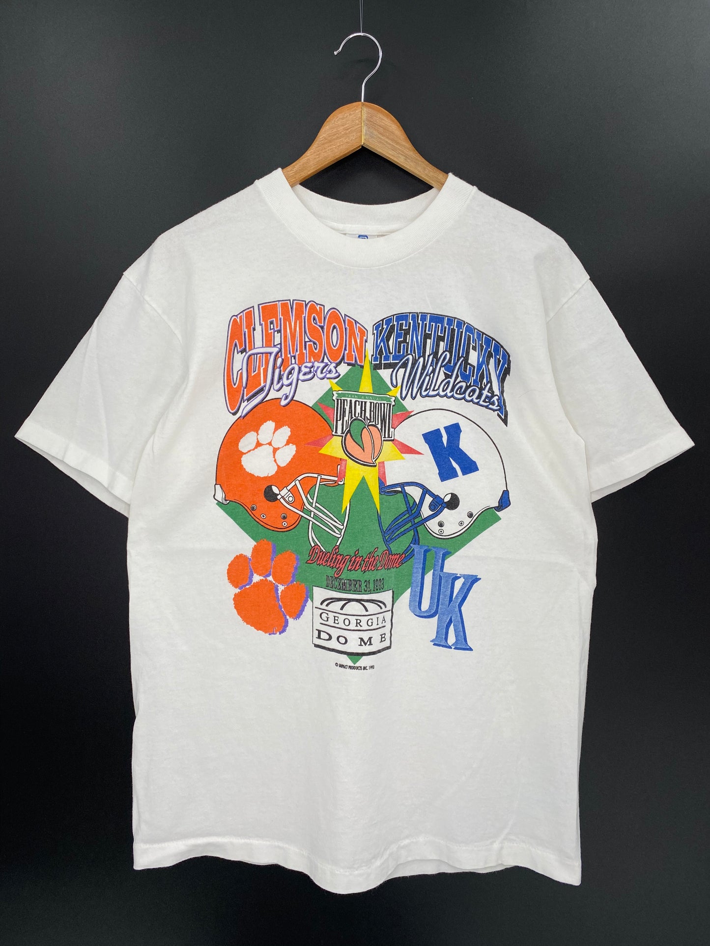 1993 CLEMSON x KENTUCKY Made in USA Size L Vintage NFL T-shirt / 8300