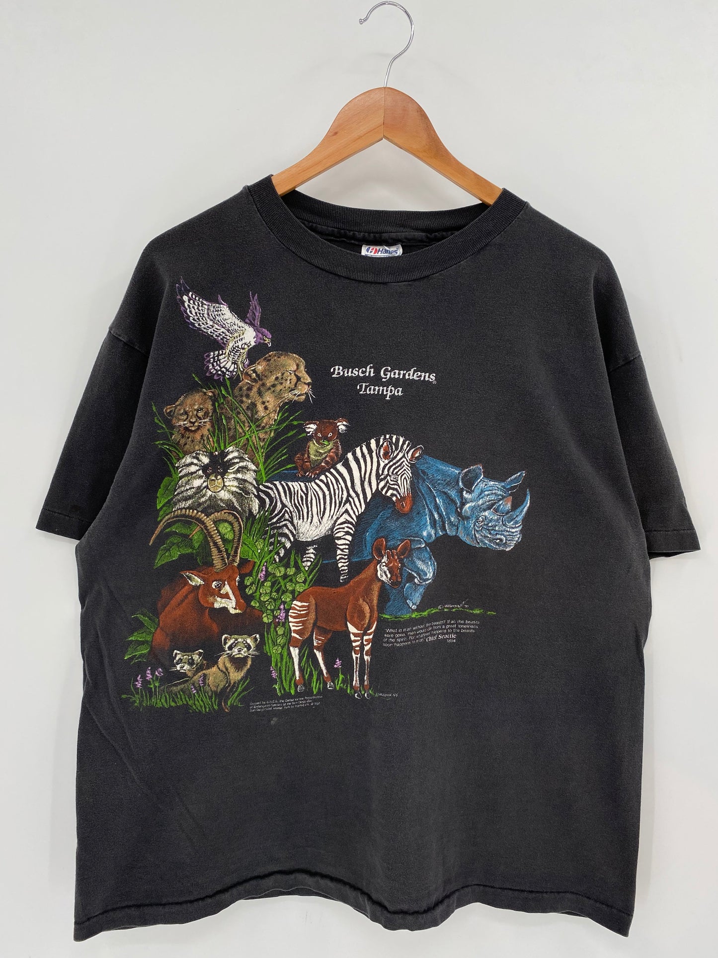 90’s BUSCH GERDENS Made in USA Size XL Vintage T-Shirts / A6218