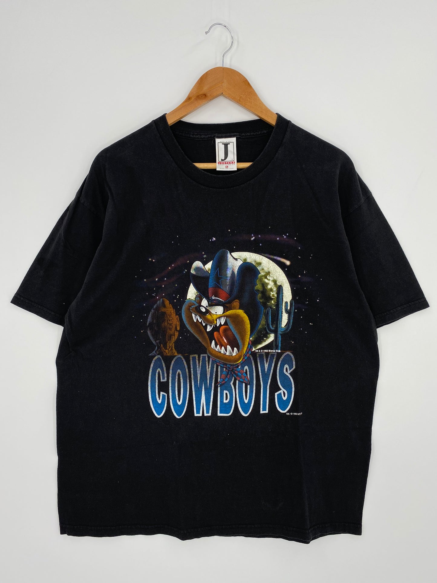1993 LOONEY TUNES TAZ x COWBOYS Made in USA Size XL Vintage NFL T-Shirt / K805
