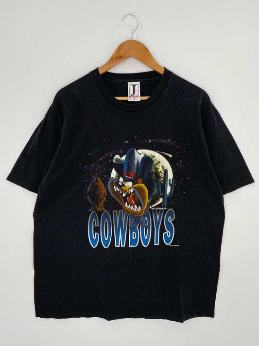 1993 LOONEY TUNES TAZ x COWBOYS Made in USA Size XL Vintage NFL T-Shirt / K805