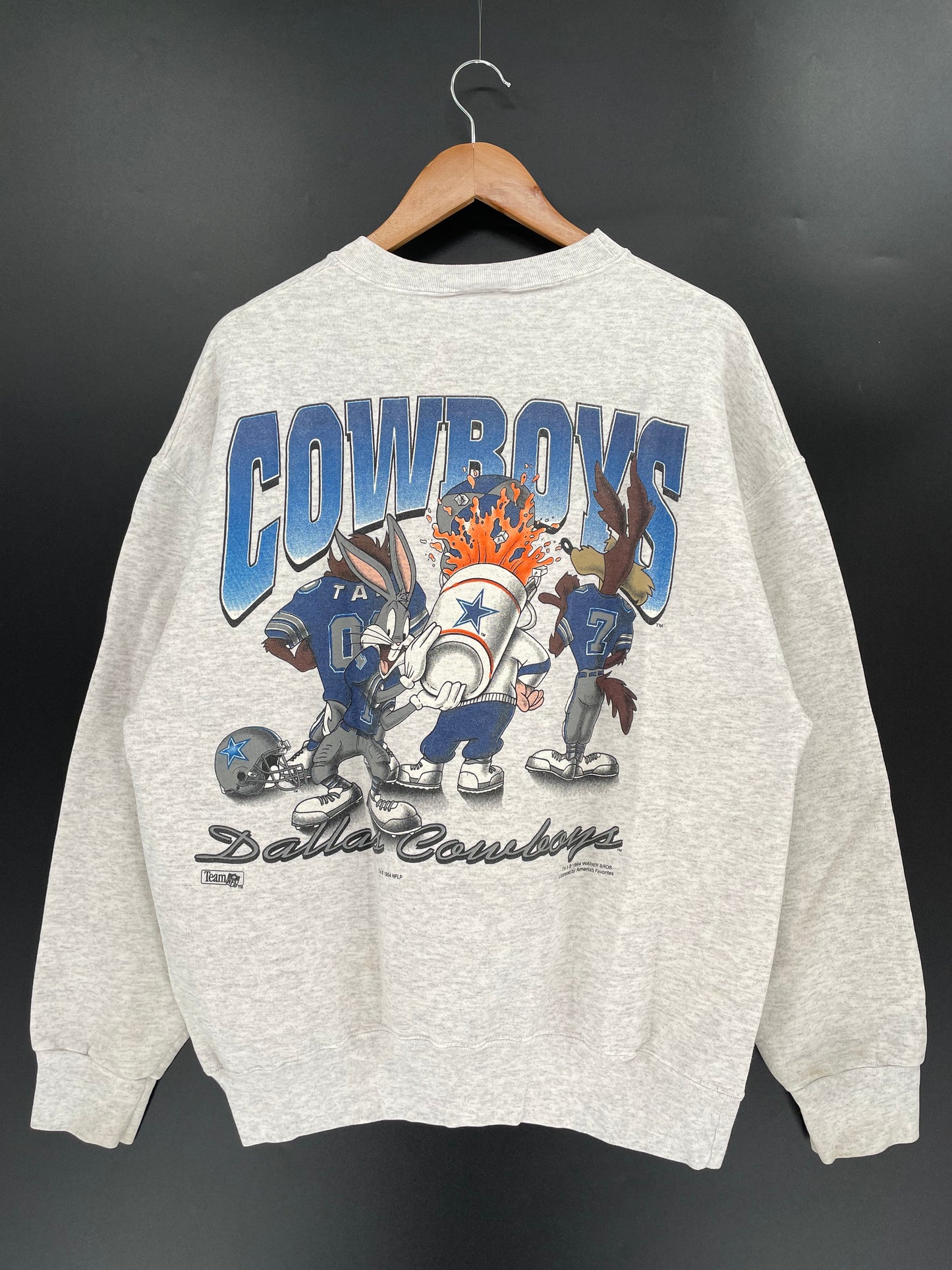 1994 LOONEY TUNES x COWBOYS MADE IN USA Size XL Vintage NFL Sweat-shirt / K359