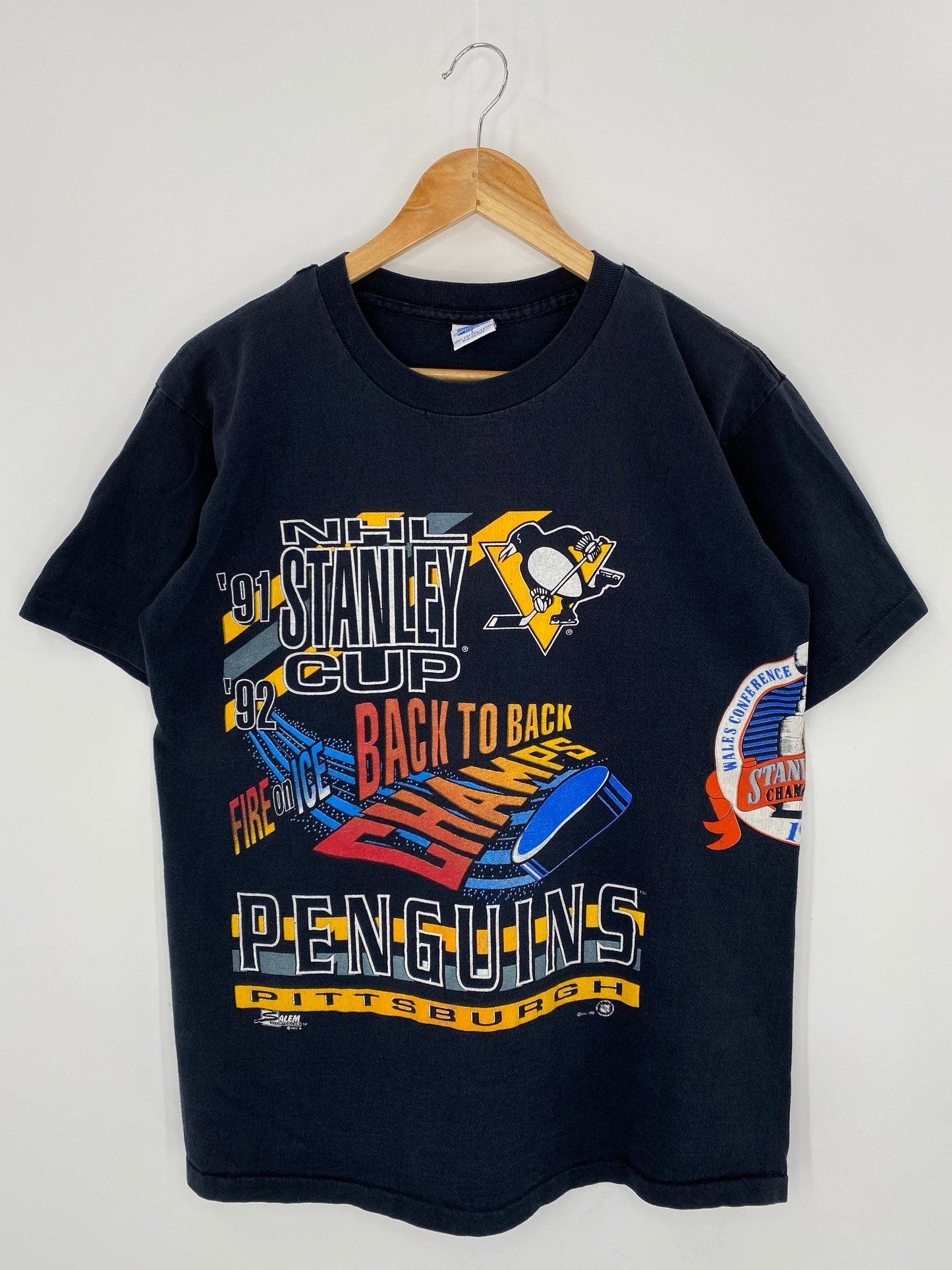 1992 PITTSBURGH PENGUINS Made in USA Size L Vintage NHL T-shirt  / 7391
