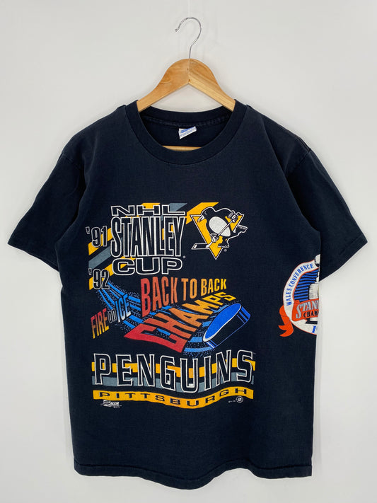 1992 PITTSBURGH PENGUINS Made in USA Size L Vintage NHL T-shirt  / 7391
