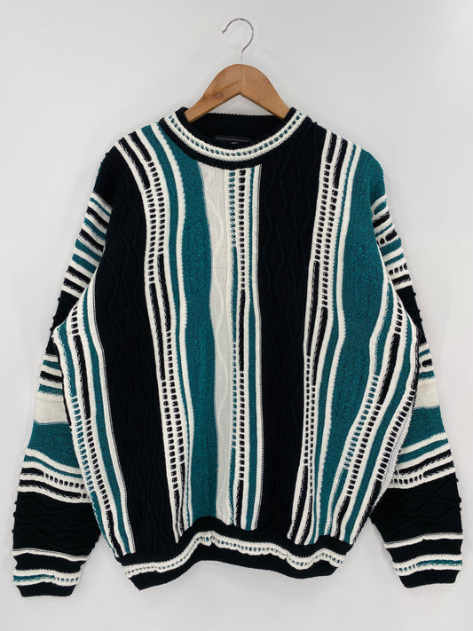 Vintage 3D Coogi-Style Size XL Knit Sweater / 9641