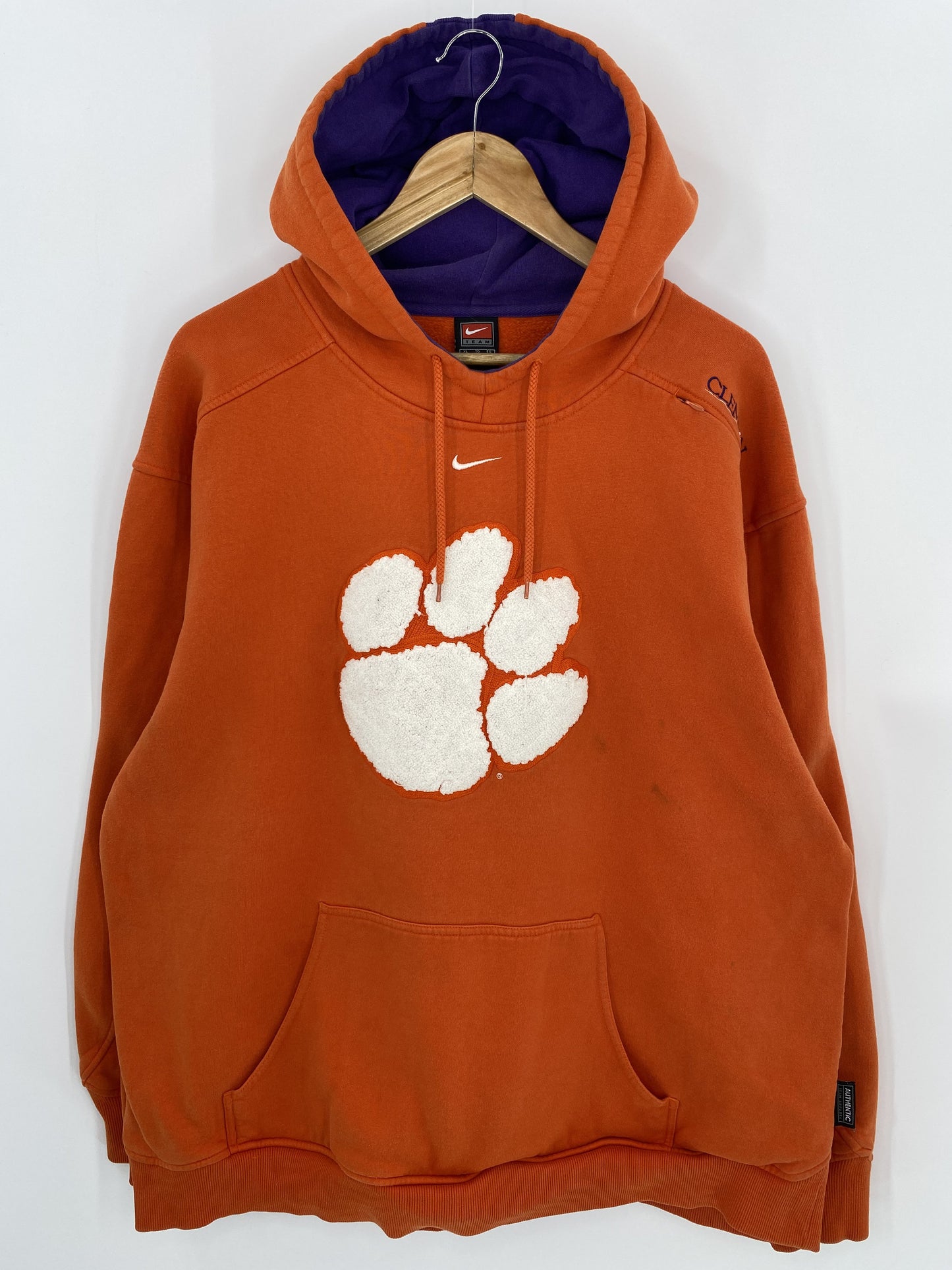 00’ NIKE CLEMSON Size XL Vintage College Hoodie Sweat-shirt / k6142