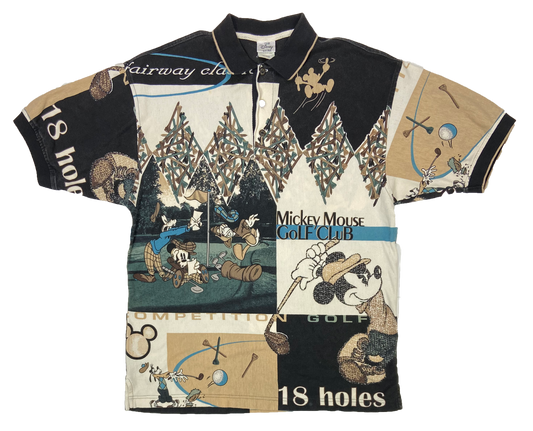 Vintage Mickey Mouse Golf Club All Over Print Disney Polo-Shirt / 2032