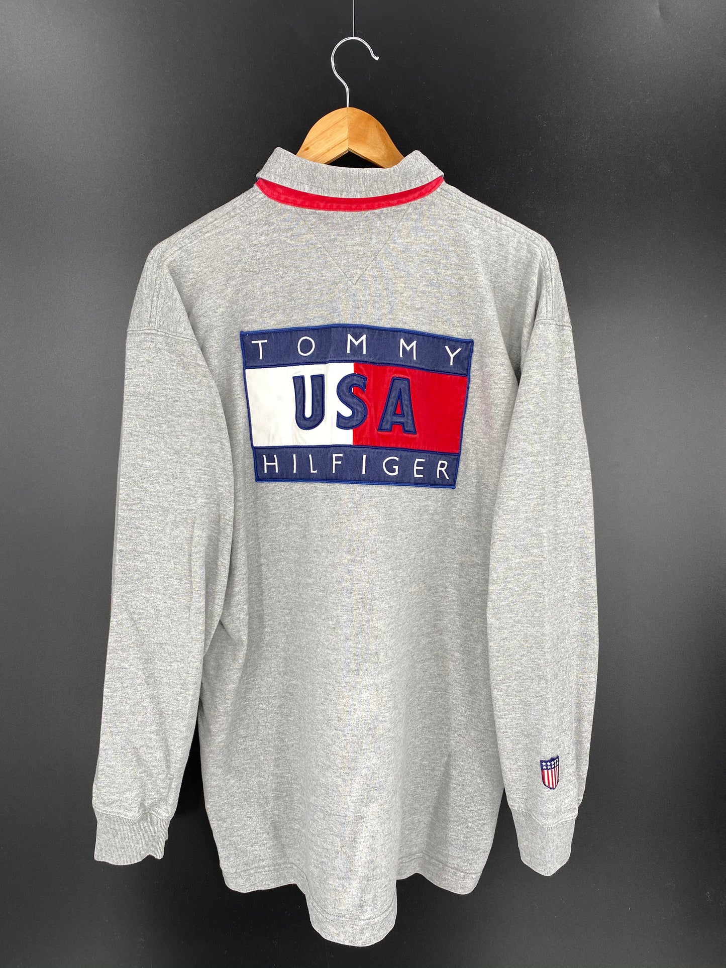 TOMMY HILFIGER Size L Vintage Long Sleeve Polo-Shirt / 9160