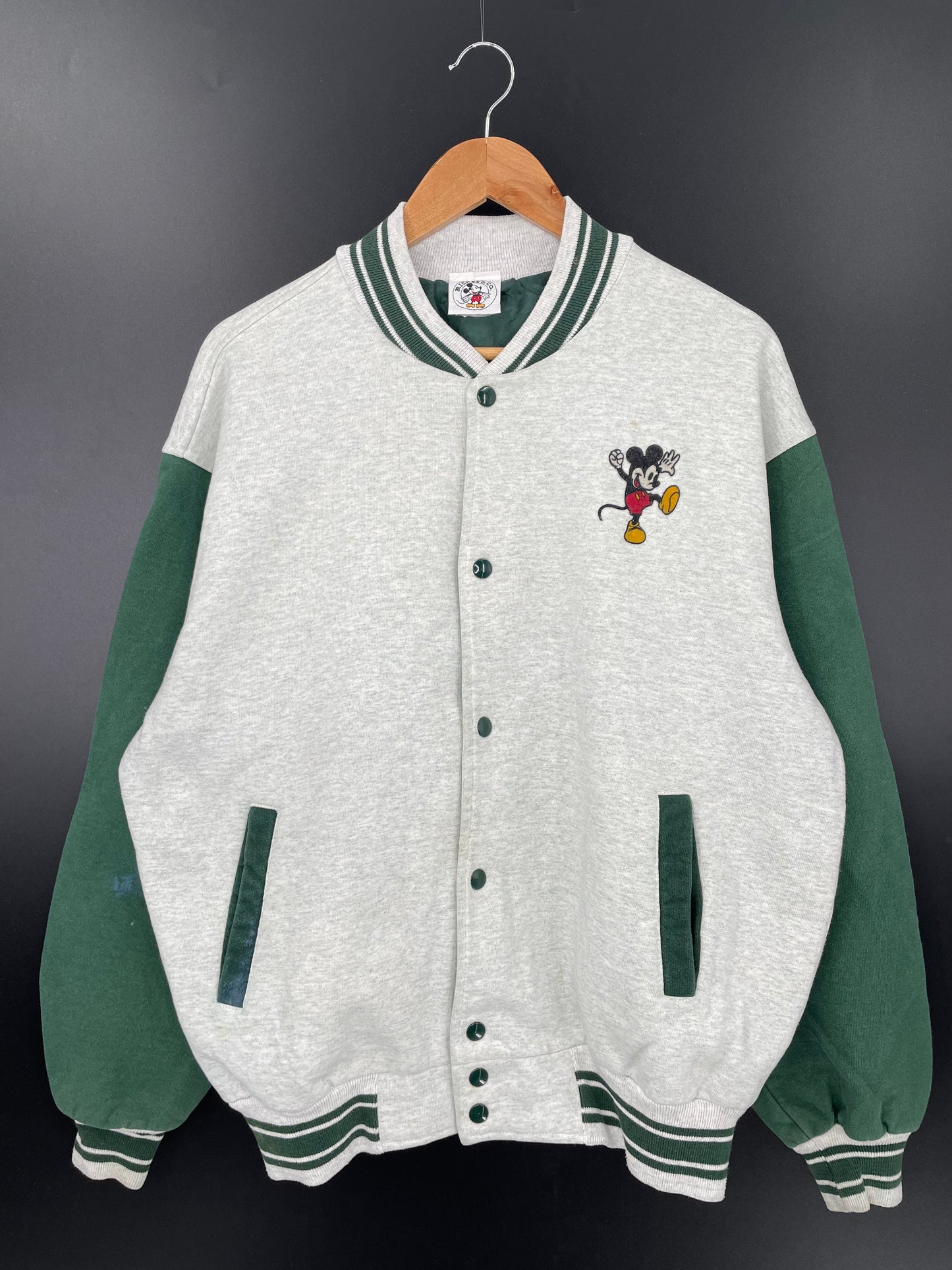 90’s DISNEY MICKEY Size XL Vintage Button Down Sweat-shirt / A5326