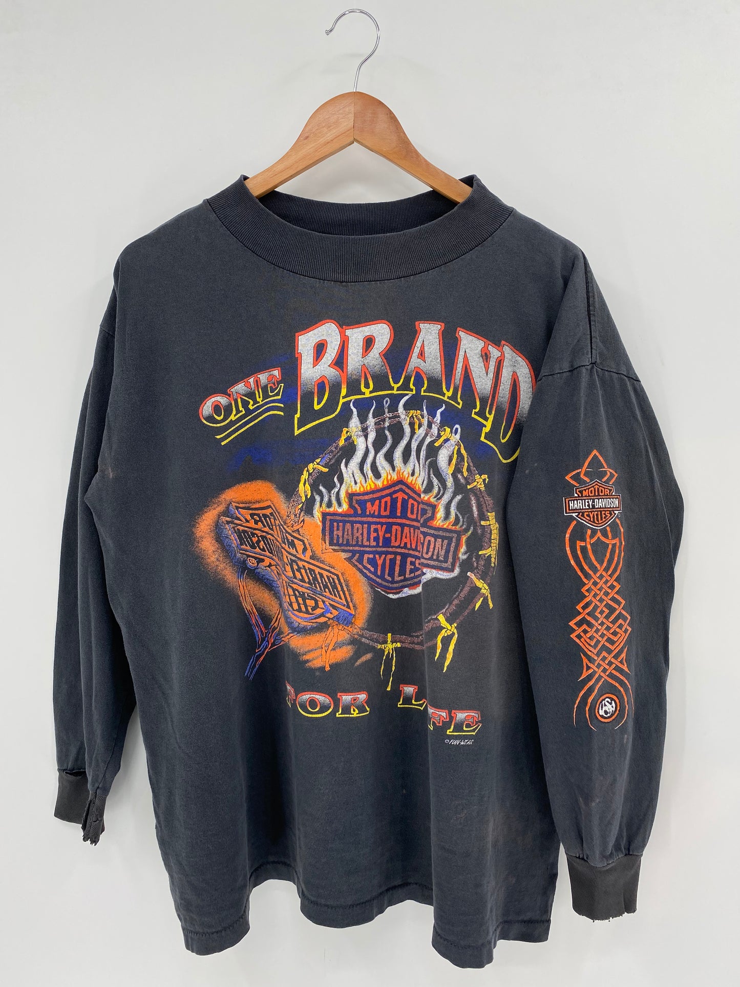 90’s HARLEY DAVIDSON Size No Tag (Approx.M) Long sleeve T-shirt / K3537