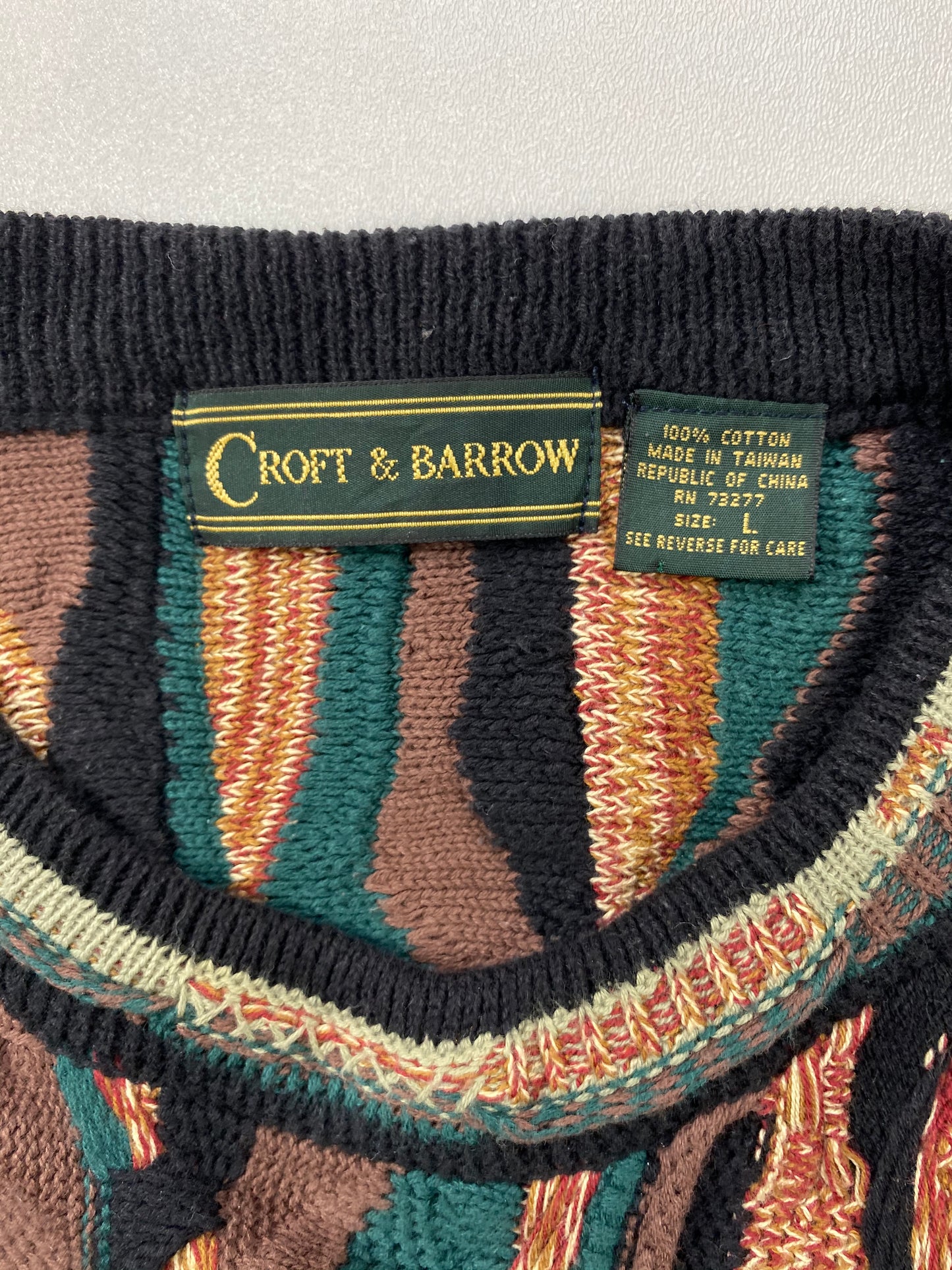 Vintage 3D Coogi-Style Size L Knit Sweater / 6319
