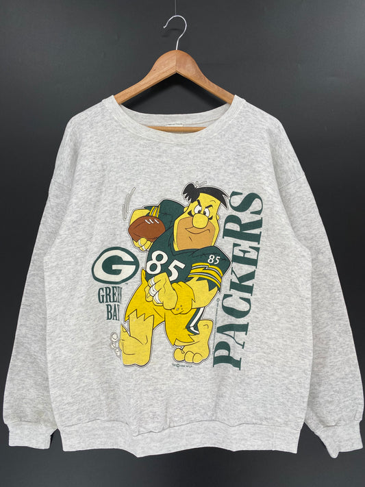 1994 PACKERS x THE FLINT STONES MADE IN USA Size L Vintage NFL Sweat-shirt / K409