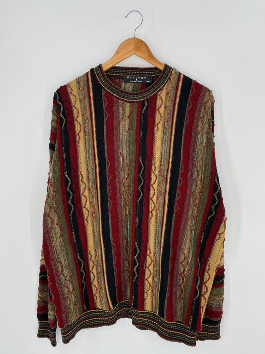 Vintage 3D Coogi-Style Made in USA Size XXL Knit Sweater / 9452