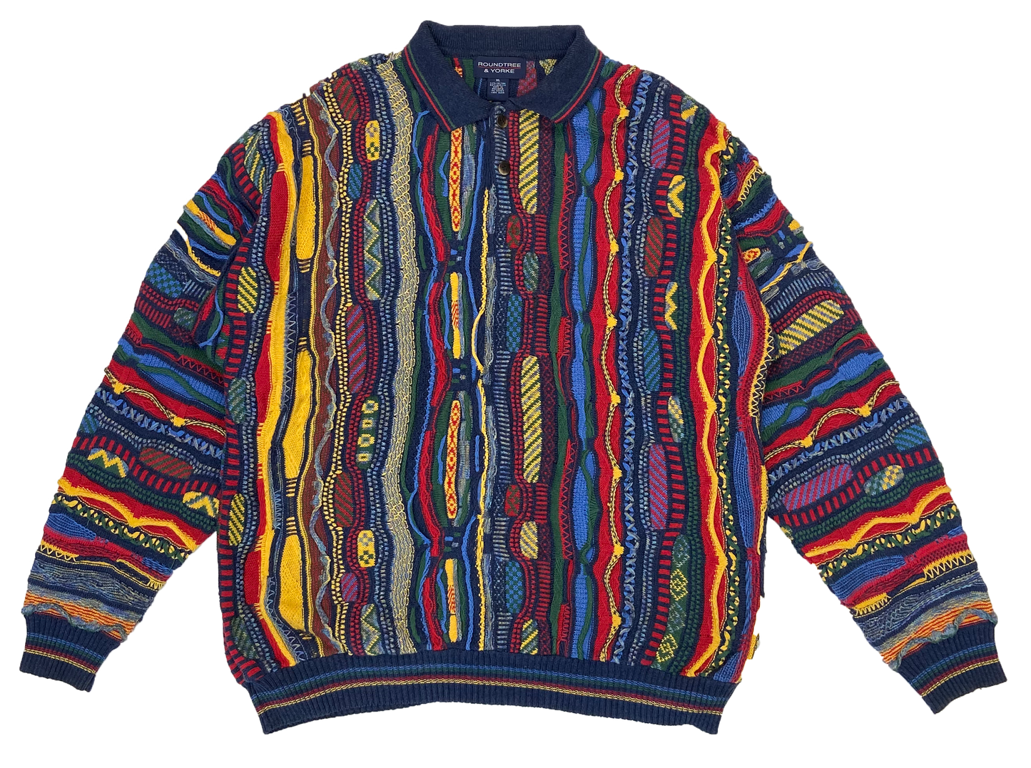 Vintage 3D Coogi-Style Knit Sweater / 2526