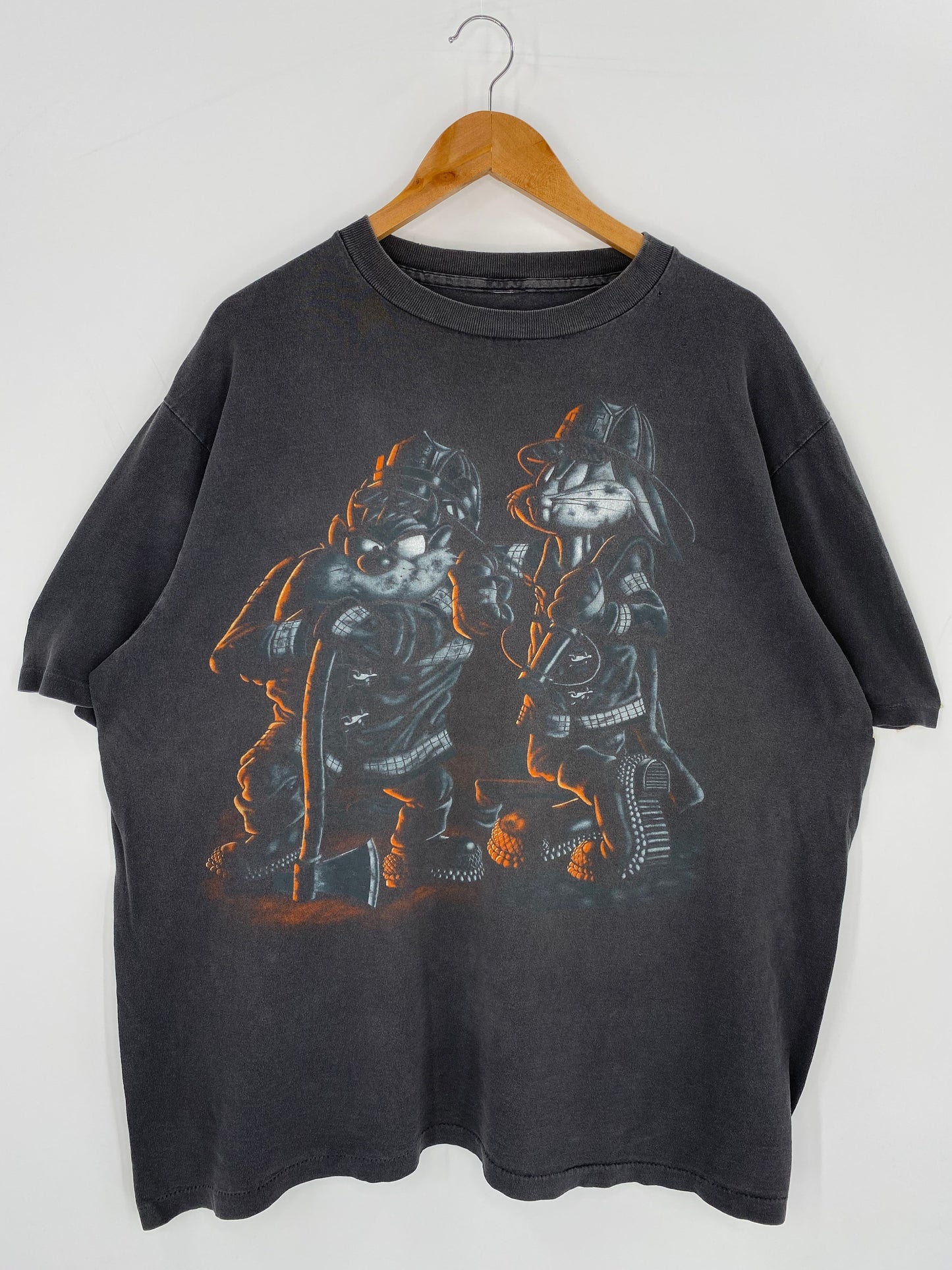 .90’s LOONEY TUNES TAZ x BUGS BUNNY Size No tag(Approx.XL) T-Shirt / E681