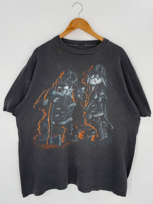 .90’s LOONEY TUNES TAZ x BUGS BUNNY  Size No tag(Approx.XL) T-Shirt / E681