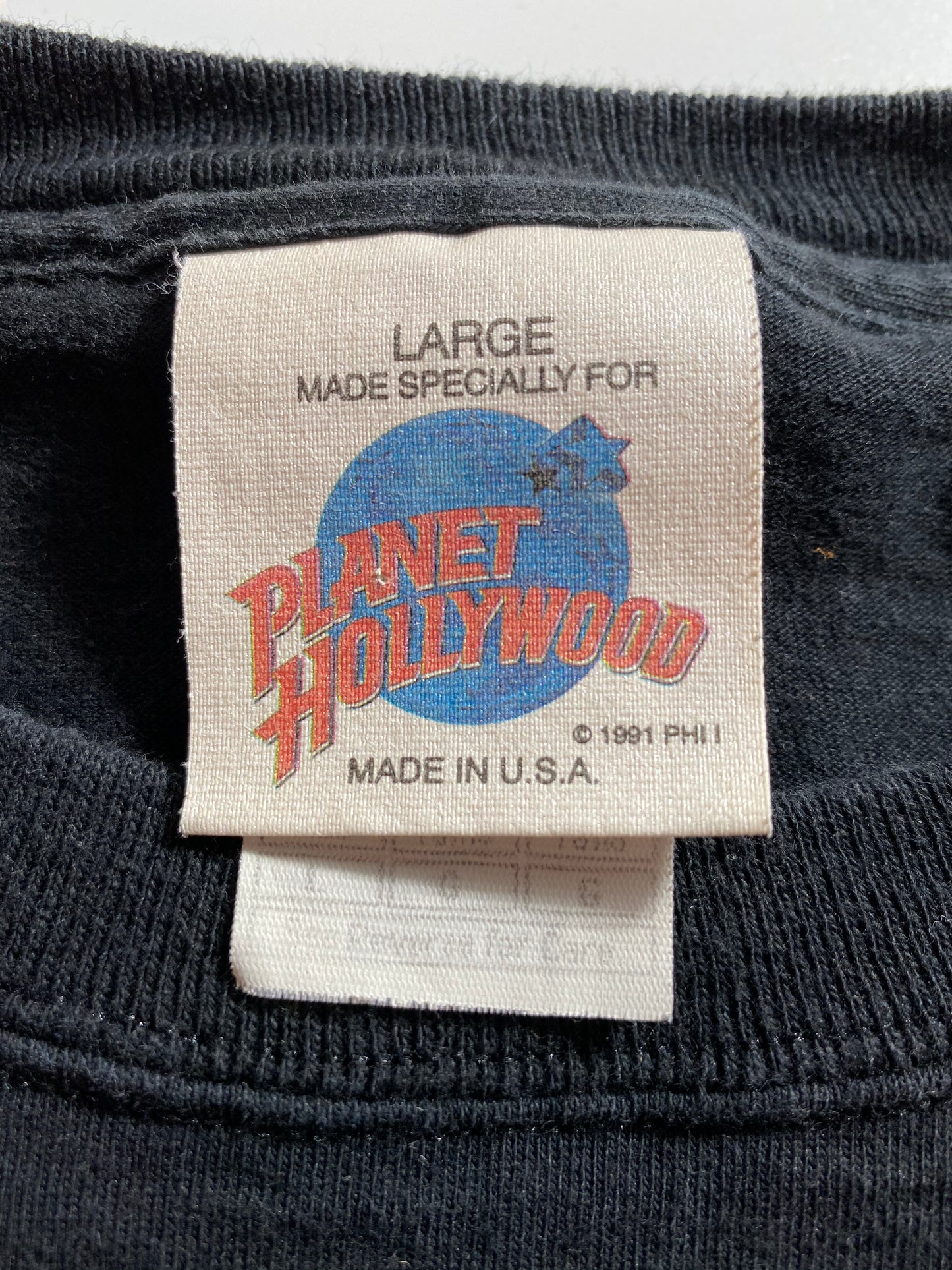 1991 PLANET HOLLYWOOD Made in USA Size L Vintage T-shirt  / 8138