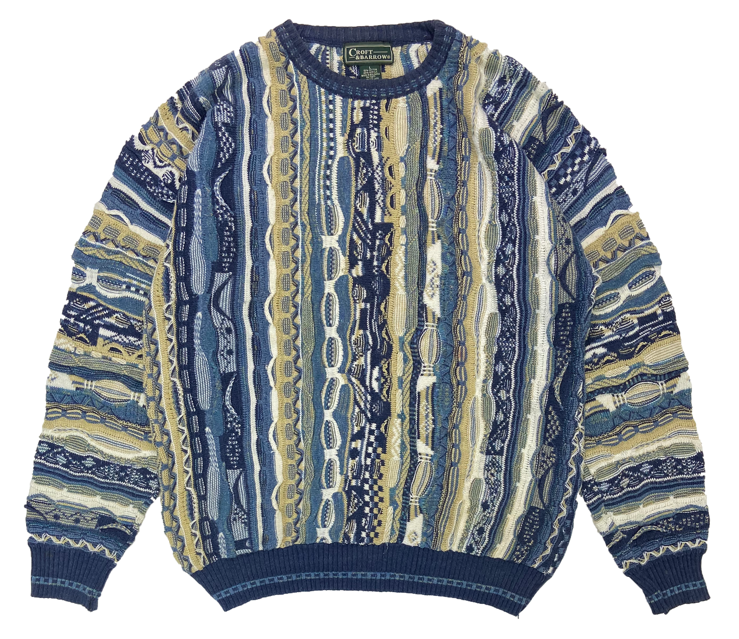 Vintage 3D Coogi-Style Knit Sweater / 2708