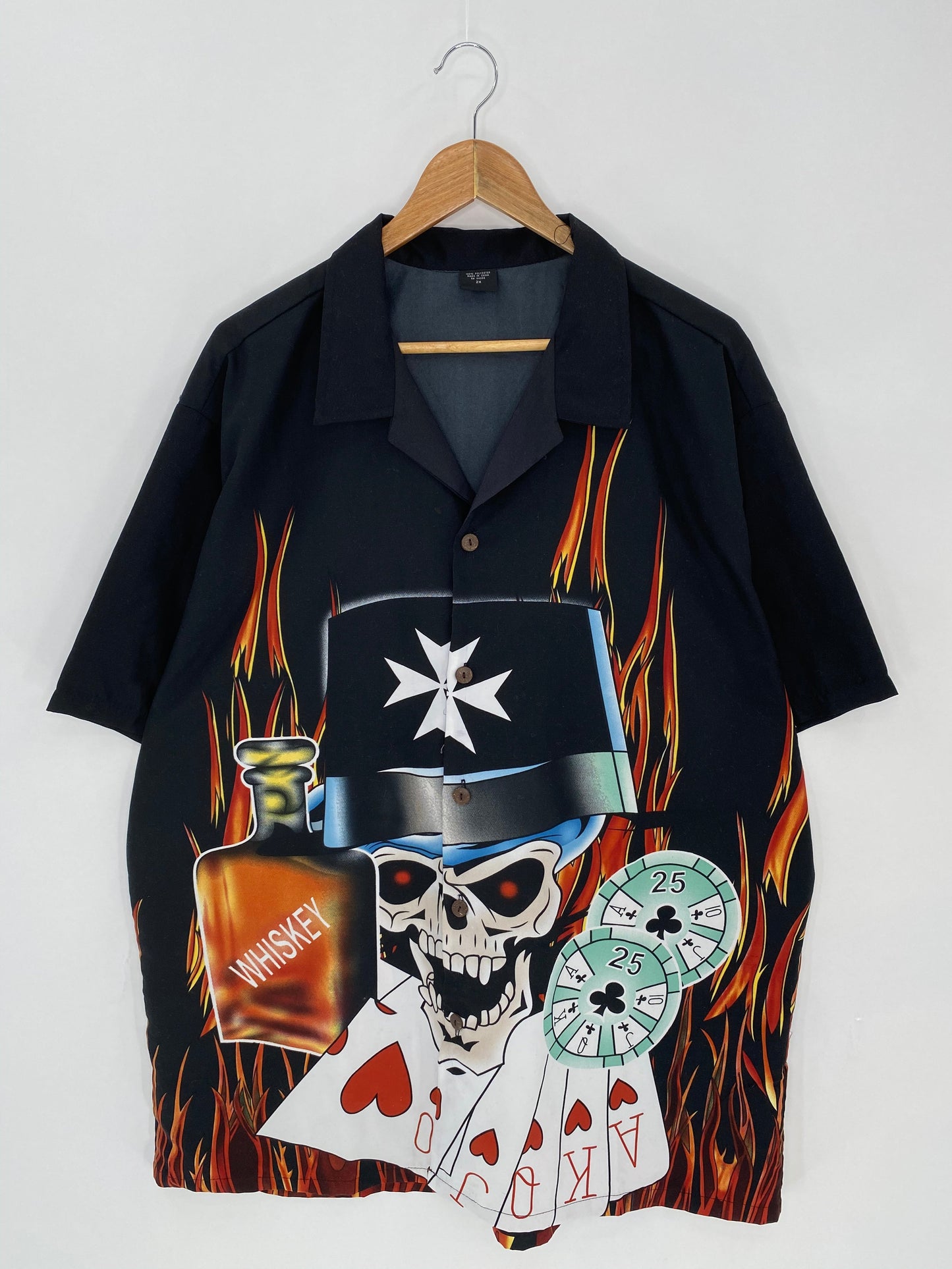 00' Skull Size XXL Vintage Button Down Shirt / K6736