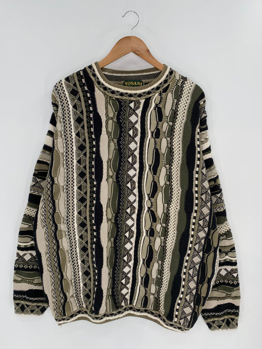 Vintage 3D Coogi-Style Size XL Knit Sweater / 9504