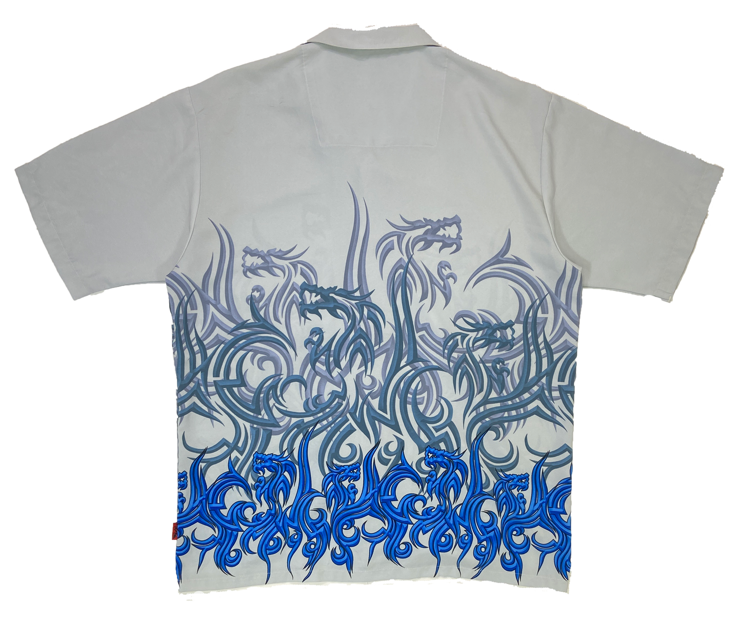 Vintage Dragon Pattern Print Short Sleeve Button Down Shirt / 2785
