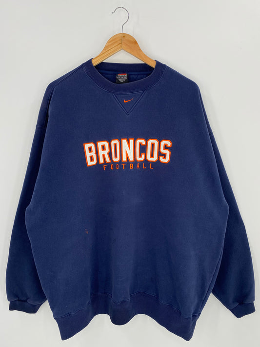 00’ NIKE BRONCOS FOOTBALL  Size XL Vintage NFL Sweat-shirt / 9720