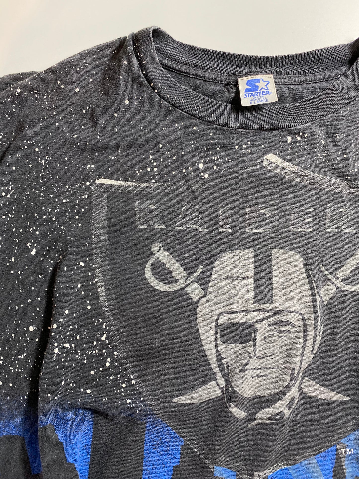 1992 STARTER RAIDERS All Over Print Made in USA Size XL Vintage T-Shirt / 7641