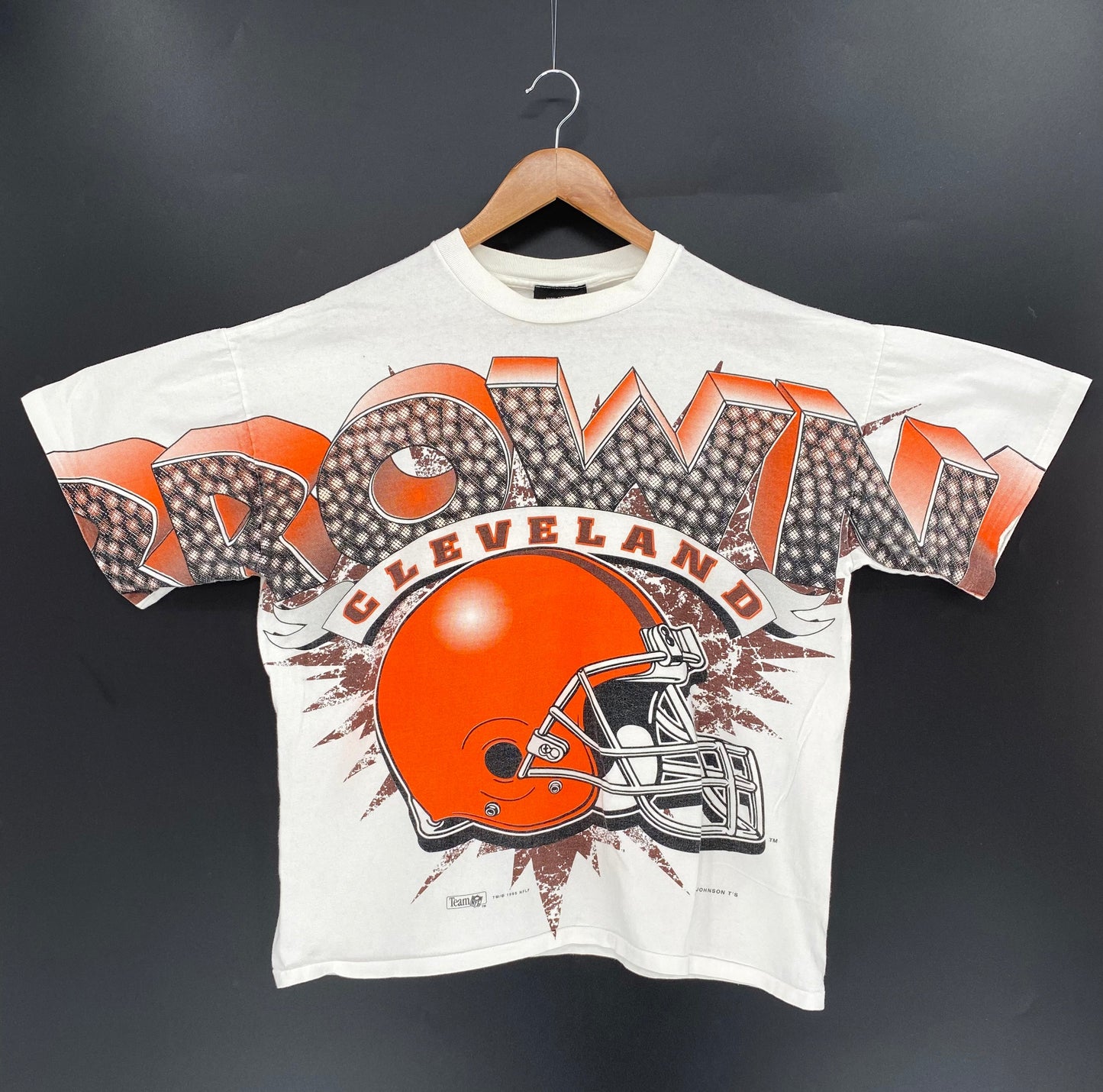 1995 CLEVELAND BROWNS Made in USA Size XL Vintage NFL T-shirt / A1668