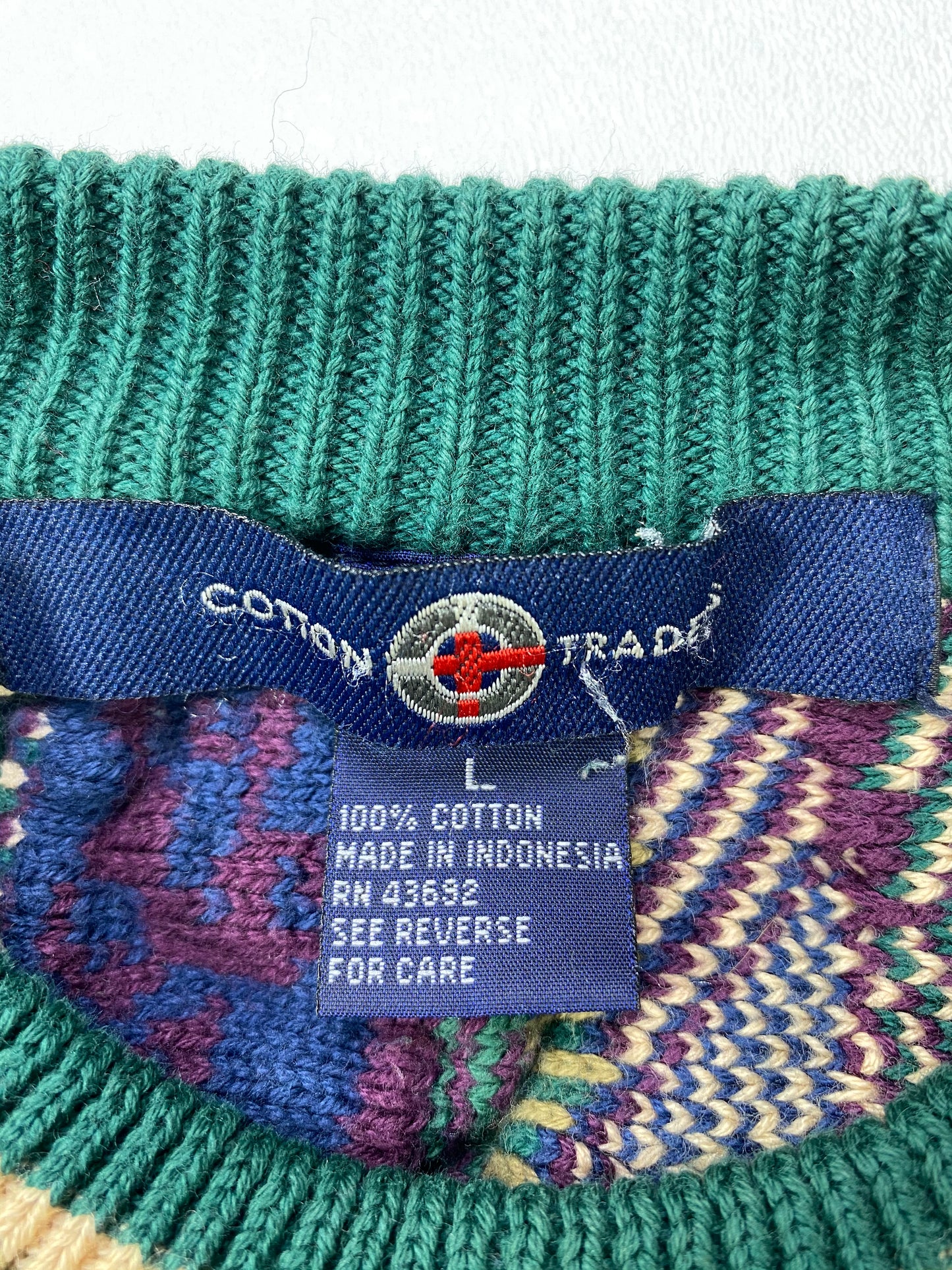Vintage 3D Coogi-Style Size L Knit Sweater / 6261