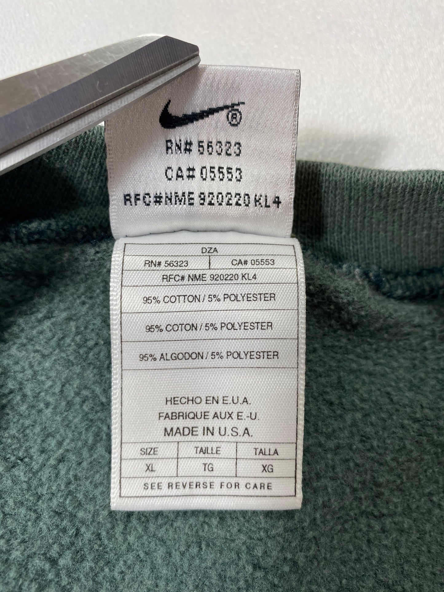 90’s NIKE Mini Swoosh Made in USA Size XL Vintage Sweat-shirt / 6988