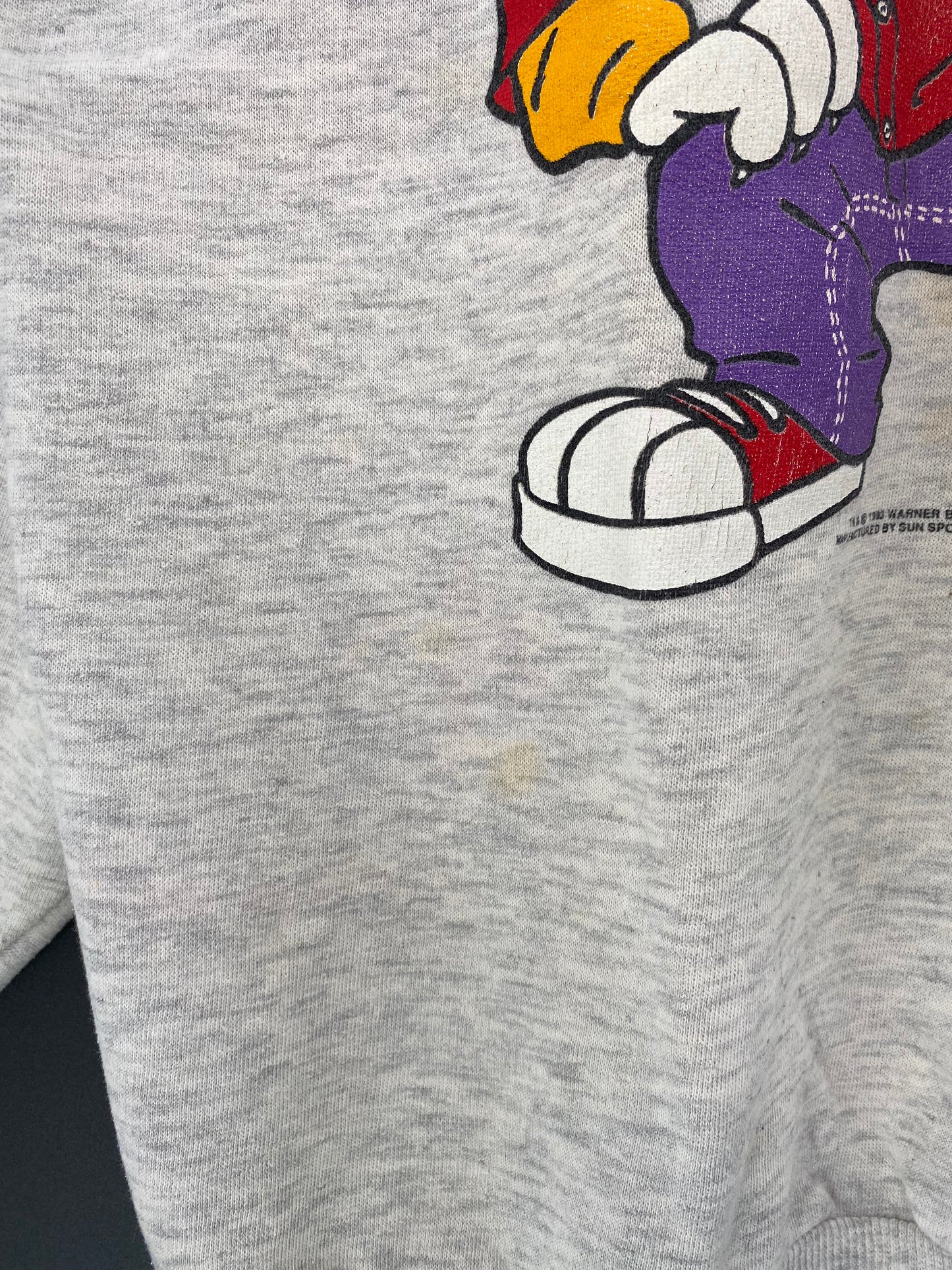 1993 LOONEY TUNES TWEETY Size Approx.XL Vintage Sweat-shirt / 9802