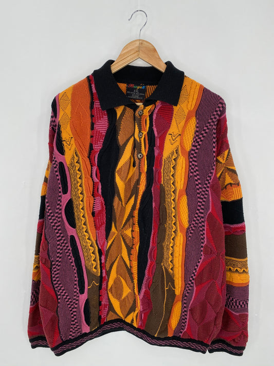 Vintage 3D Coogi-StyleSize XXL Knit Sweater / 6265