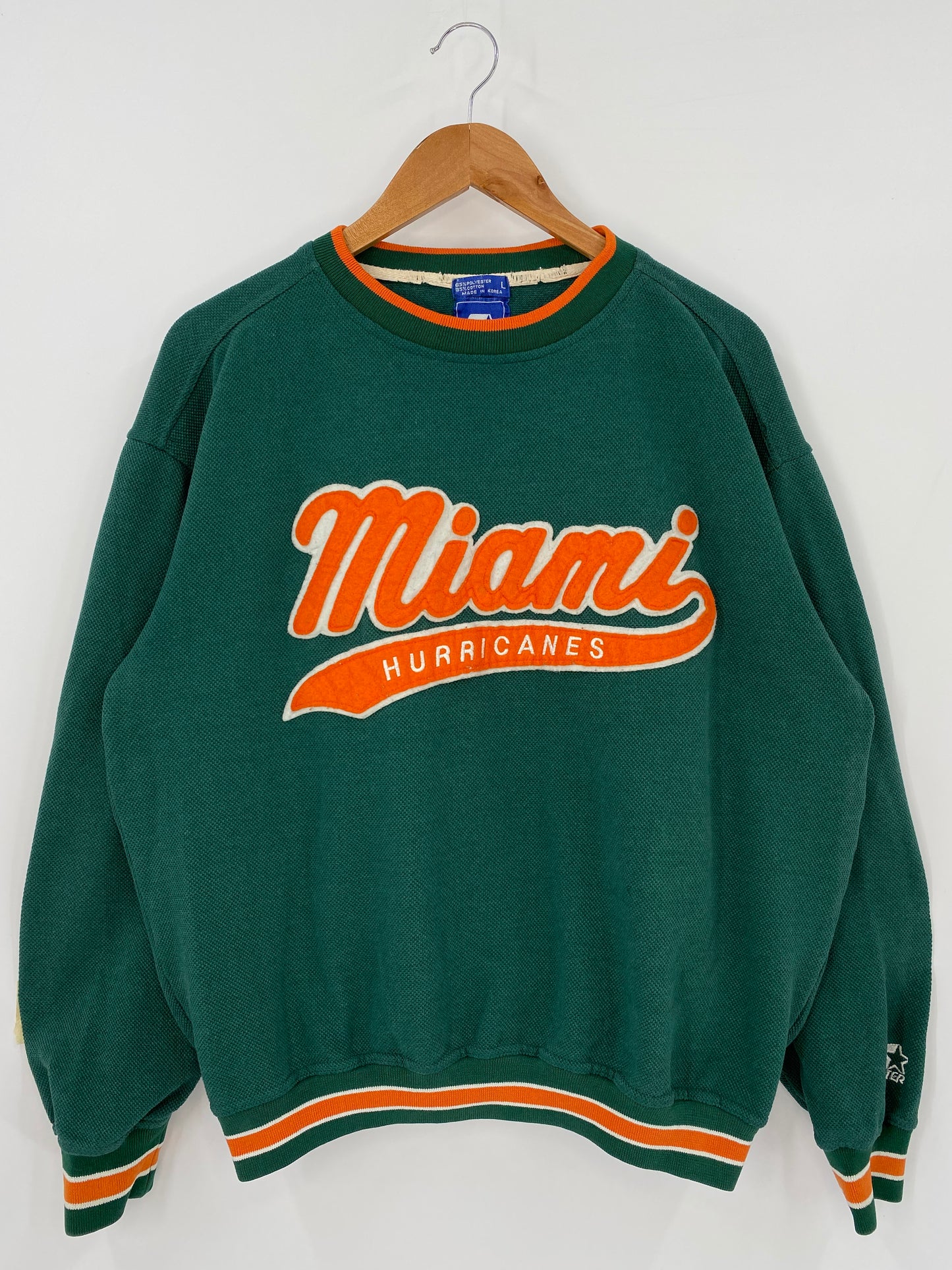 90’s STARTER x MIAMI HURRICANES Size L Vintage Sweat-Shirts / K3780