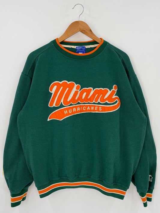 90’s STARTER x MIAMI HURRICANES Size L Vintage Sweat-Shirts / K3780