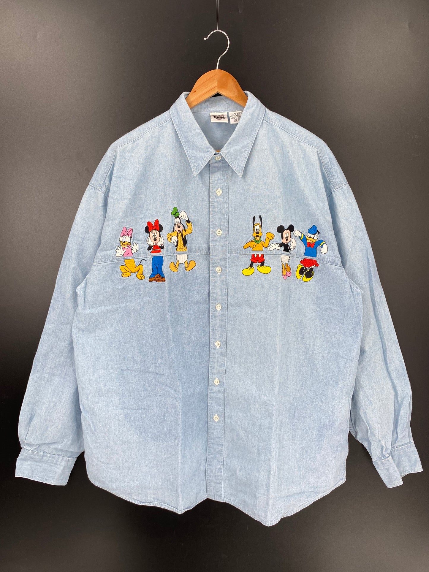 00' DISNEY Size XL Vintage Long Sleeve Denim Shirt / K2243