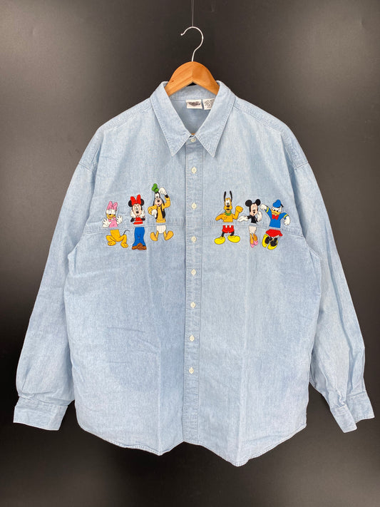 00' DISNEY Size XL Vintage Long Sleeve Denim Shirt / K2243