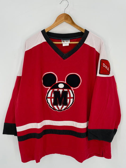 00’ DISNEY MICKEY Size XL Vintage Hockey T-Shirt /9350