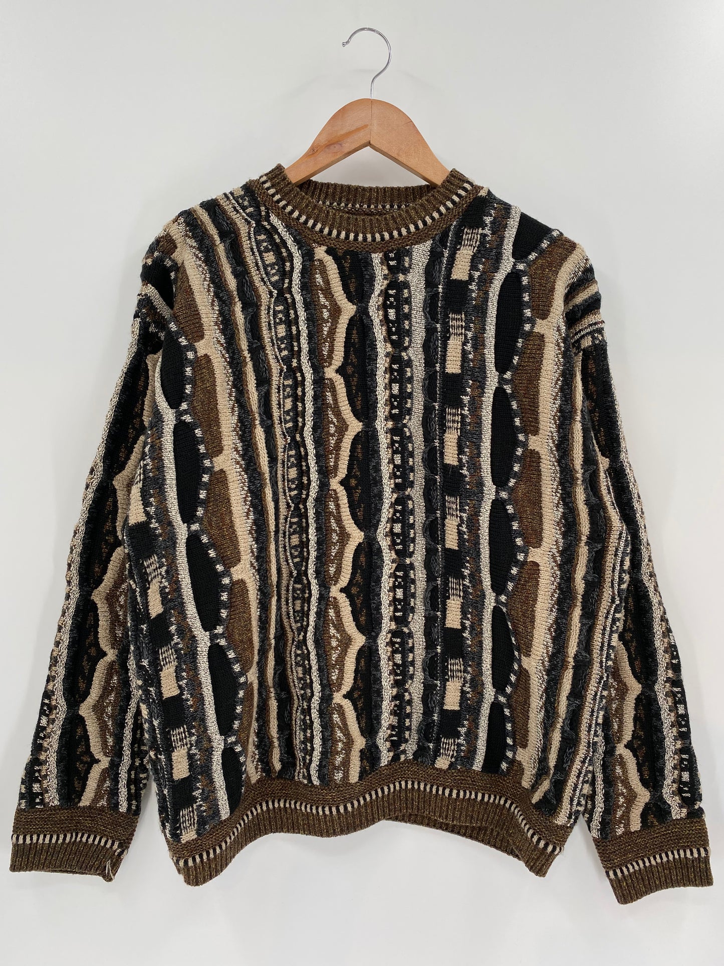 Vintage 3D Coogi-Style Made in USA Size XL Knit Sweater / 9636