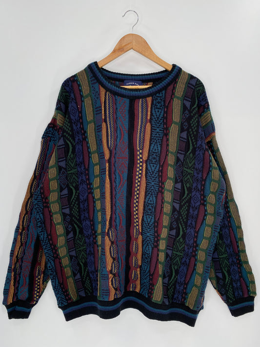 Vintage 3D Coogi-Style Made in USA Size XXXXL Knit Sweater / 9639