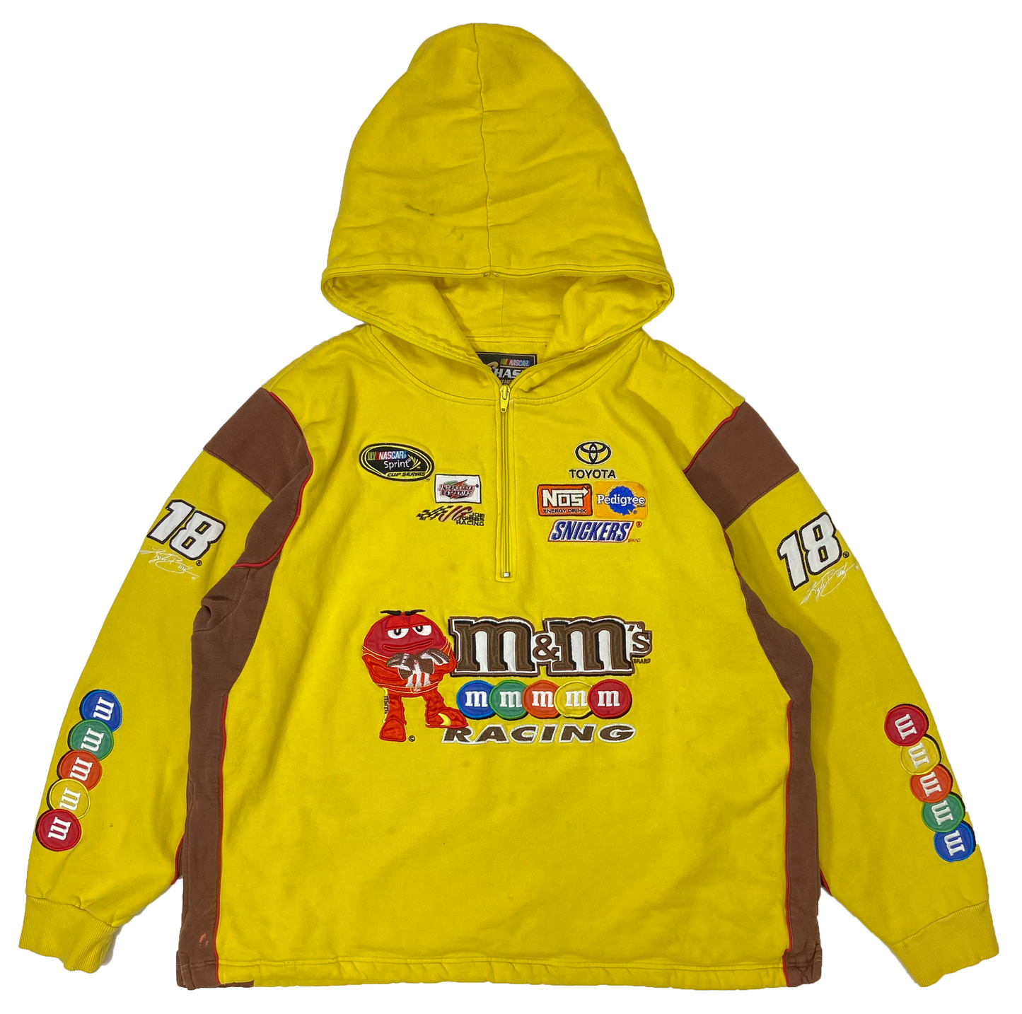 Vintage m&m's Racing Half-Zip Hoodie Sweat-Shirts / 3203