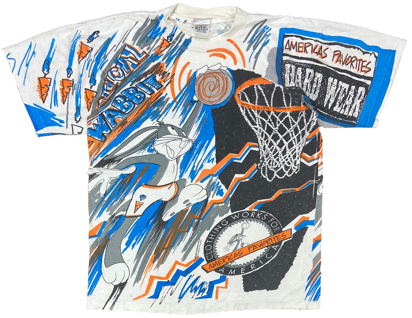 1993 Bugs Bunny Looney Tunes All Over Print Vintage T-Shirt / 3289