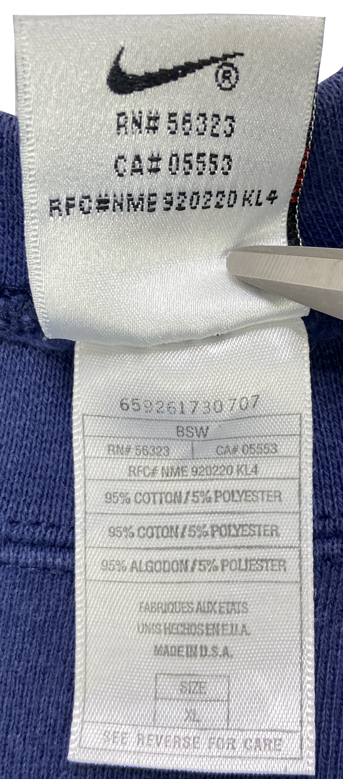 90's Nike Center Big Swoosh Made in USA Vintage Sweat-Shirt / 3293