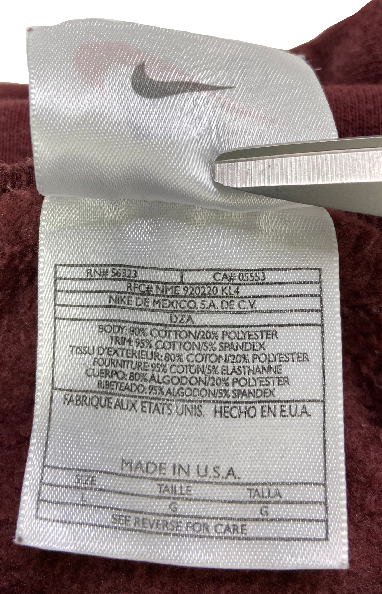 90's Nike Center Swoosh Made in USA Vintage Hoodie Sweat-Shirt / 3307