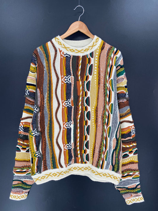 Vintage 3D Coogi-Style Size XL Knit Sweater / 9450