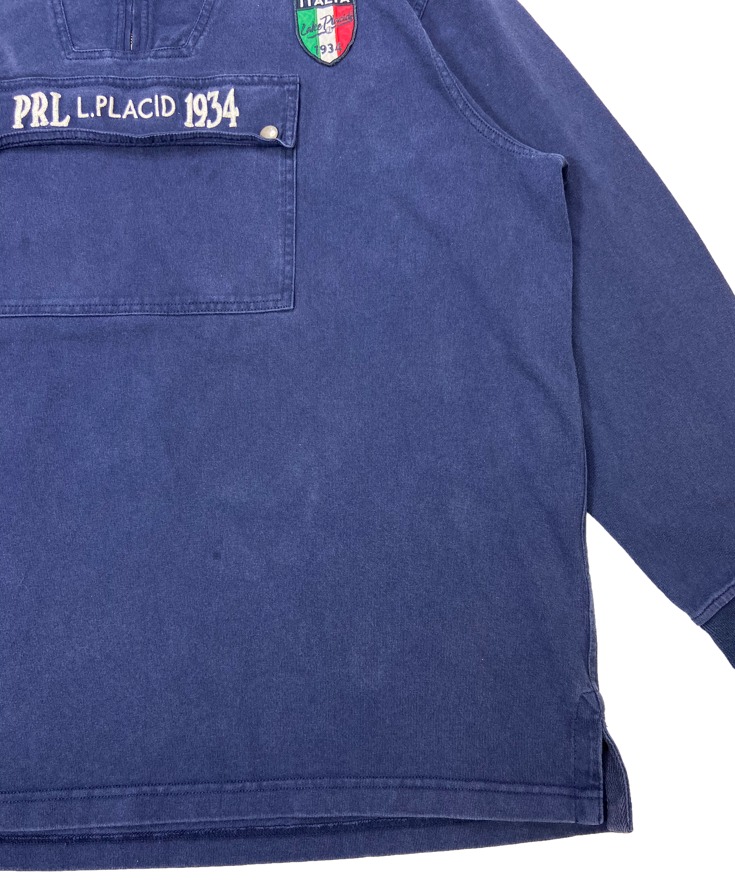 90's POLO RALPH LAUREN LAKE PLACID 1934 ITALIA Size XXL Vintage Half-Zip Hoodie Rugby-Shirts / k476