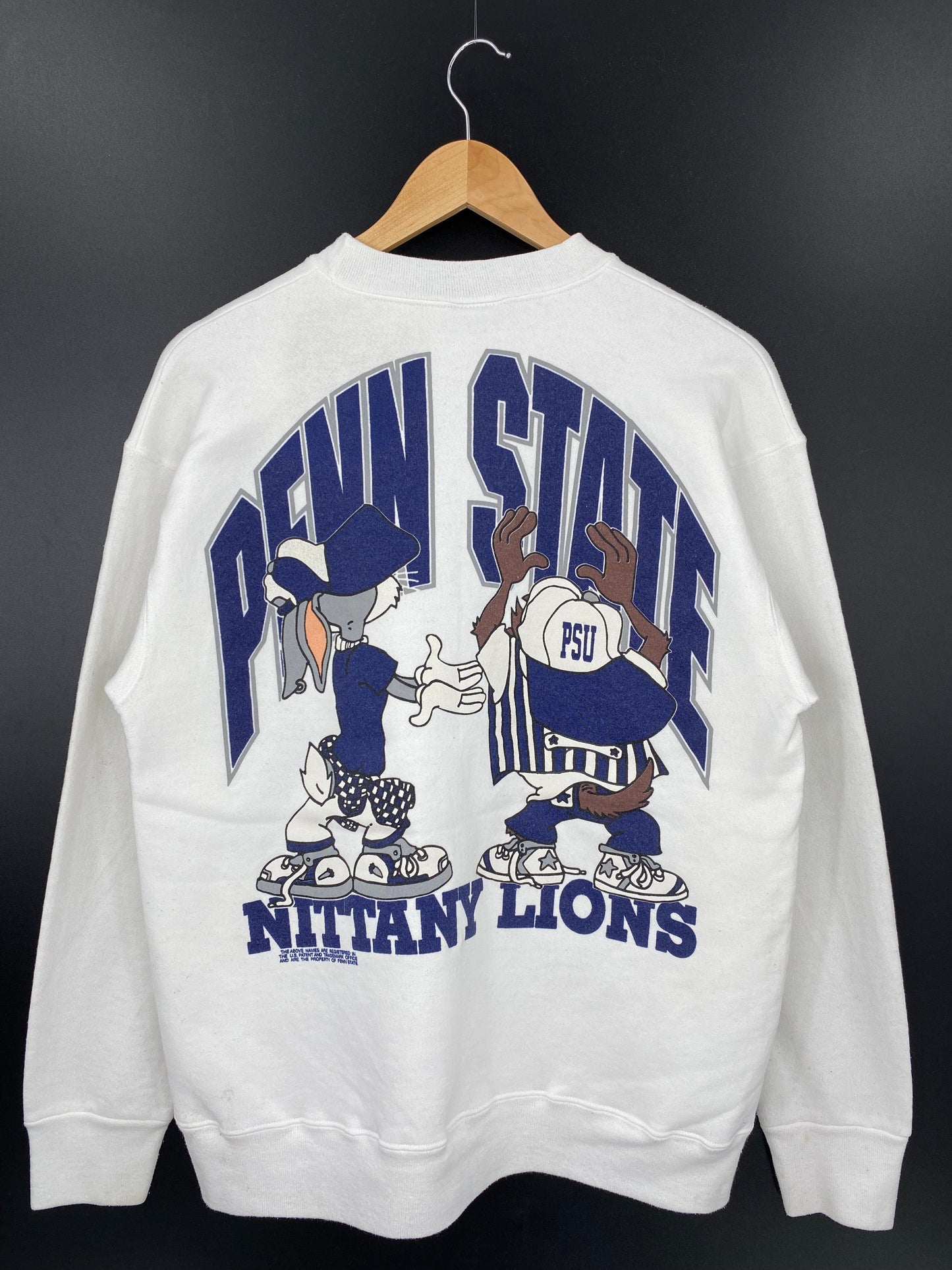 1993 PENN STATE x LOONEY TUNES TAZ BUGS BUNNY Made in USA Size L Vintage College Sweat-shirt / E4741S